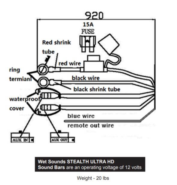 Installation wiring diagram of Wet Sounds Stealth Ultra 10 HD