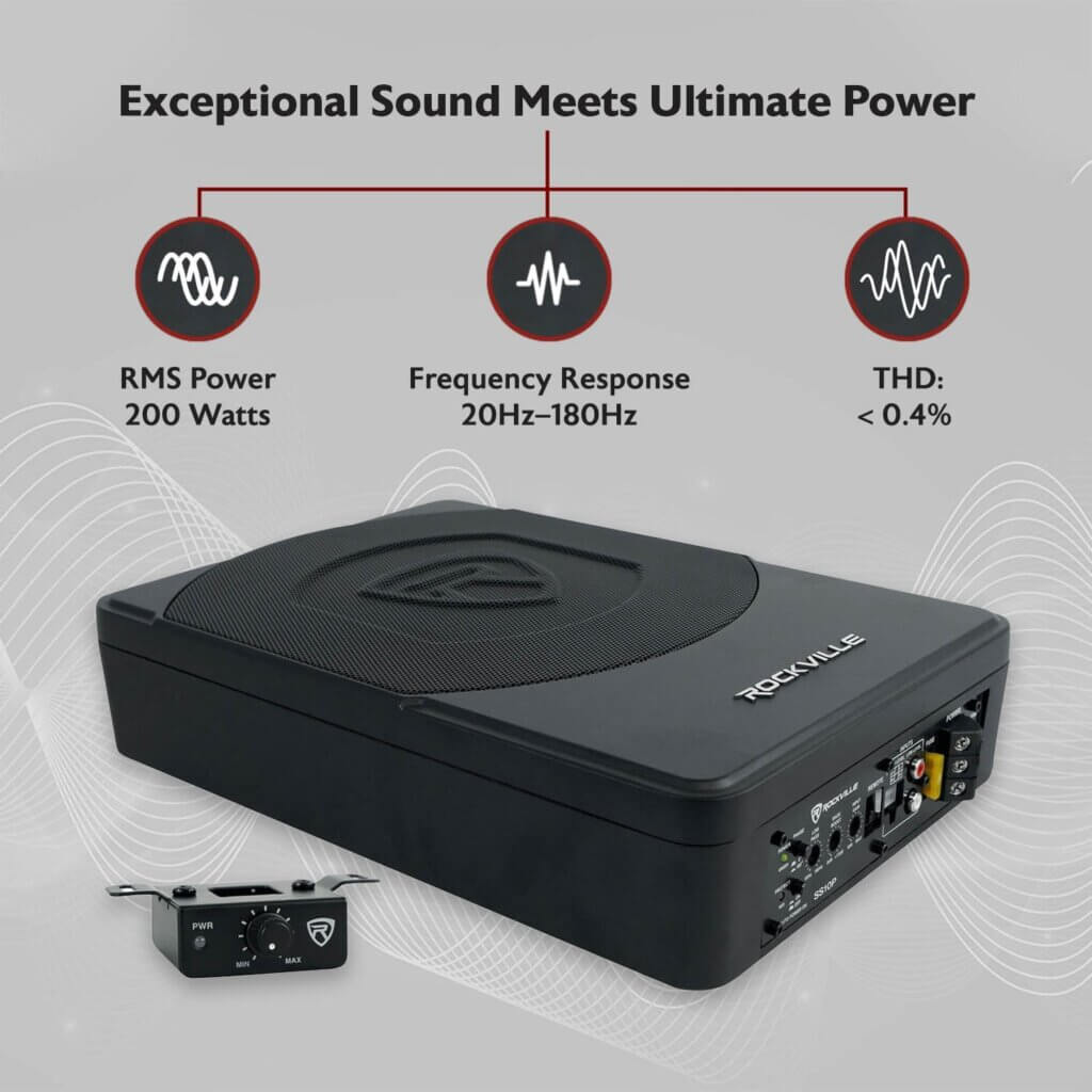 Rockville SS10P 10" 800w Slim Under-Seat Subwoofer